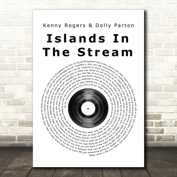 Kenny Rogers & Dolly Parton Islands In The Stream Vinyl Record Song Lyric Print