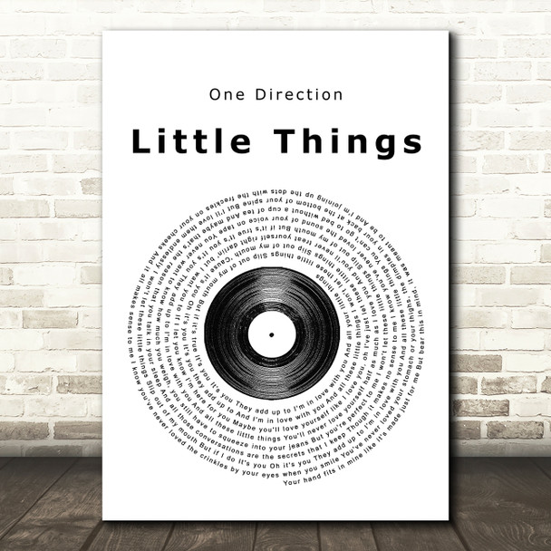 One Direction Little Things Vinyl Record Song Lyric Quote Print