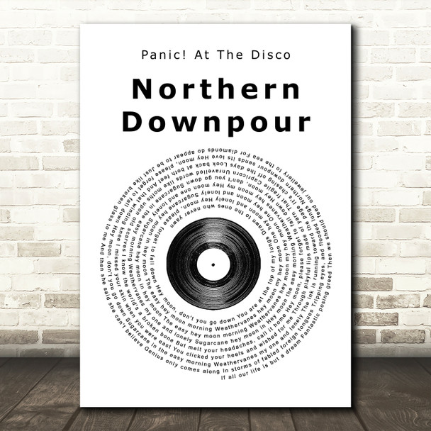 Panic! At The Disco Northern Downpour Vinyl Record Song Lyric Quote Print