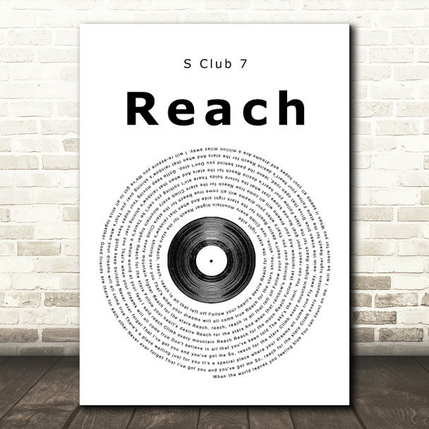 S Club 7 Reach Vinyl Record Song Lyric Quote Print