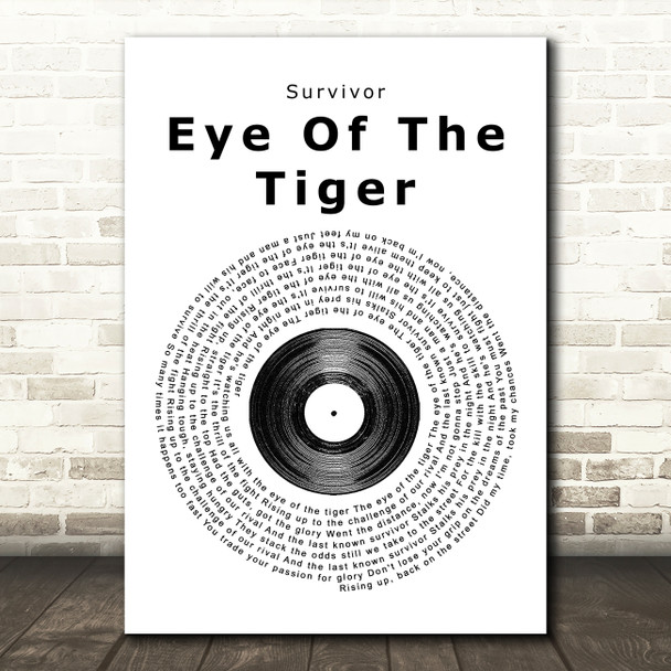 Survivor Eye Of The Tiger Vinyl Record Song Lyric Quote Print