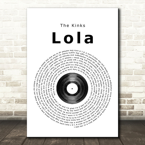 The Kinks Lola Vinyl Record Song Lyric Quote Print