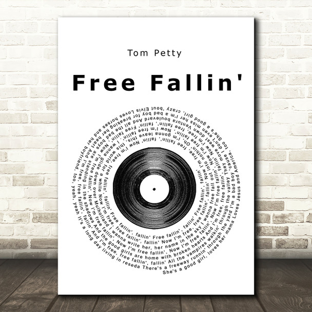 Tom Petty Free Fallin' Vinyl Record Song Lyric Quote Print