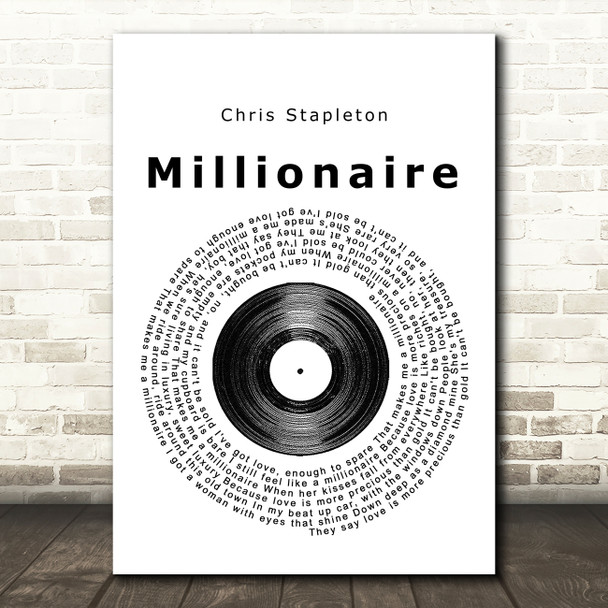 Chris Stapleton Millionaire Vinyl Record Song Lyric Print