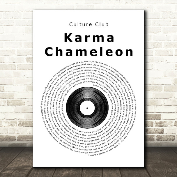Culture Club Karma Chameleon Vinyl Record Song Lyric Print