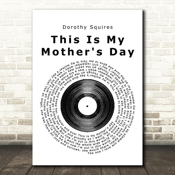 Dorothy Squires This Is My Mother's Day Vinyl Record Song Lyric Print