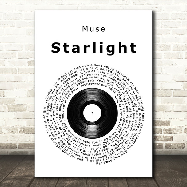 Muse Starlight Vinyl Record Song Lyric Print