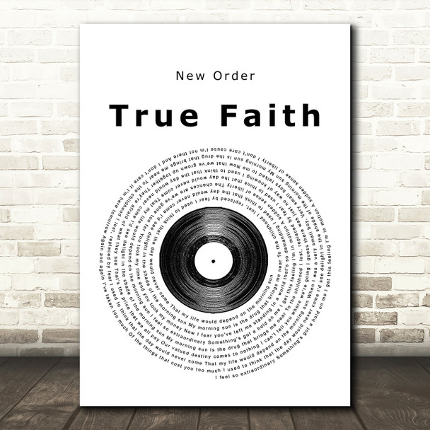 New Order True Faith Vinyl Record Song Lyric Print