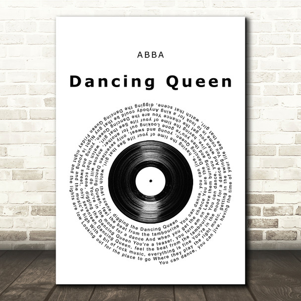 ABBA Dancing Queen Vinyl Record Song Lyric Print