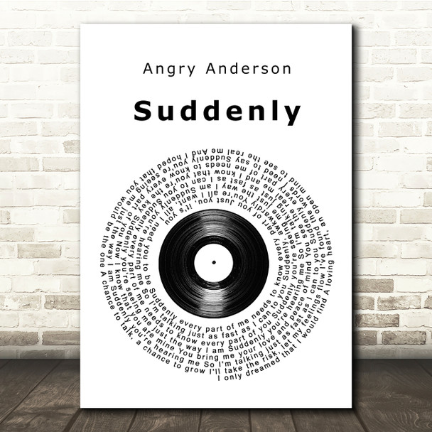 Angry Anderson Suddenly Vinyl Record Song Lyric Print