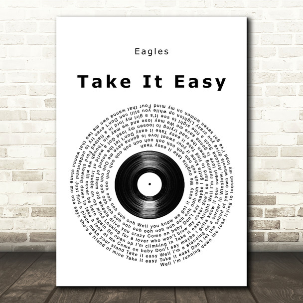 Eagles Take It Easy Vinyl Record Song Lyric Print