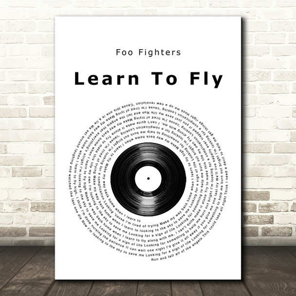 Foo Fighters Learn To Fly Vinyl Record Song Lyric Print