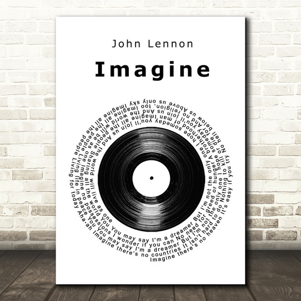 John Lennon Imagine Vinyl Record Song Lyric Print