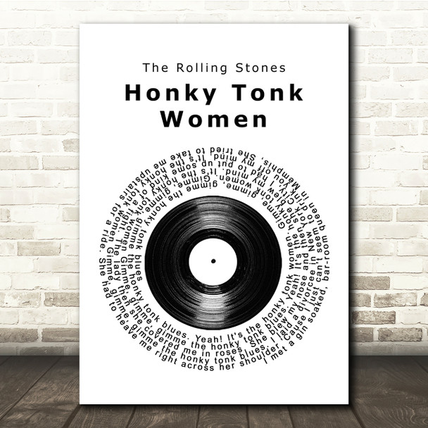 The Rolling Stones Honky Tonk Women Vinyl Record Song Lyric Print