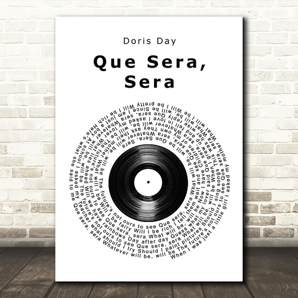 Doris Day Que Sera, Sera Vinyl Record Song Lyric Quote Print