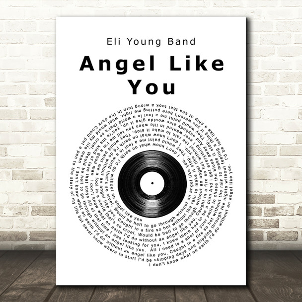 Eli Young Band Angel Like You Vinyl Record Song Lyric Quote Print