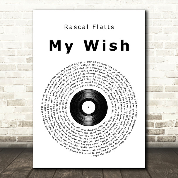 Rascal Flatts My Wish Vinyl Record Song Lyric Quote Print