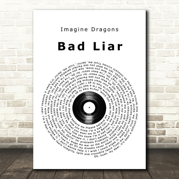 Imagine Dragons Bad Liar Vinyl Record Song Lyric Print