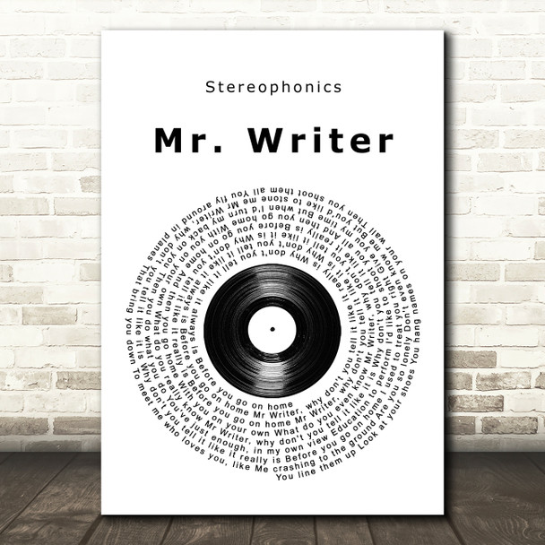 Stereophonics Mr. Writer Vinyl Record Song Lyric Print