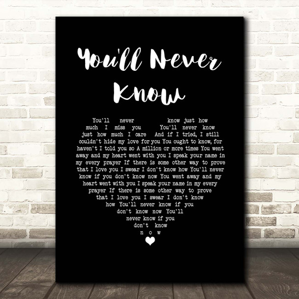 Vera Lynn You'll Never Know Black Heart Song Lyric Print