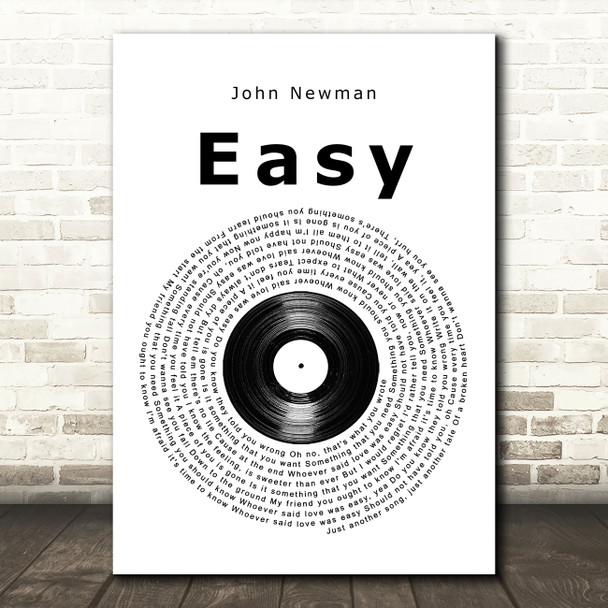 John Newman Easy Vinyl Record Song Lyric Music Art Print