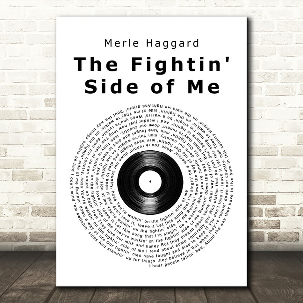 Merle Haggard, Merle Haggard & The Strangers The Fightin' Side of Me Vinyl Record Song Lyric Music Art Print