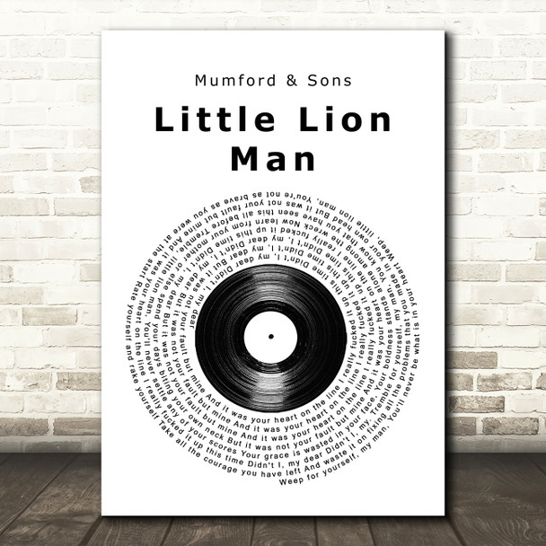 Mumford & Sons Little Lion Man Vinyl Record Song Lyric Music Art Print