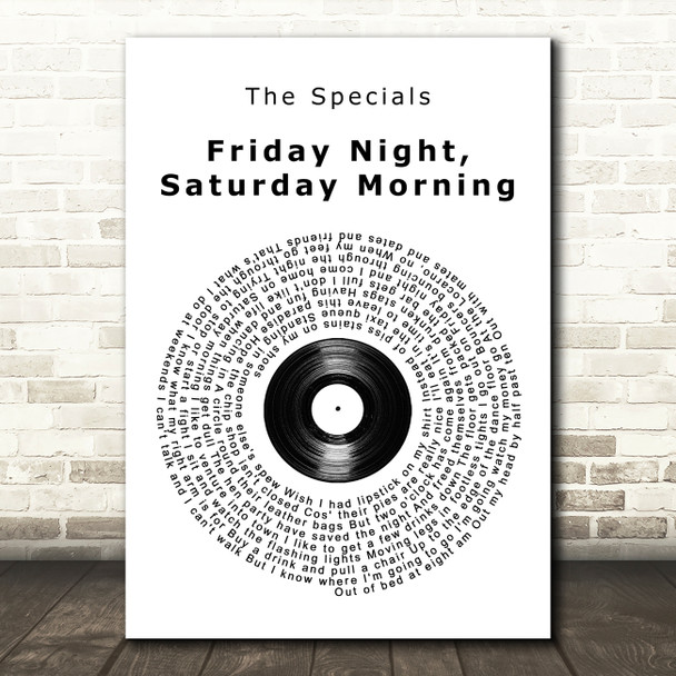 The Specials Friday Night, Saturday Morning Vinyl Record Song Lyric Music Art Print