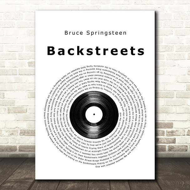 Bruce Springsteen Backstreets Vinyl Record Song Lyric Music Art Print