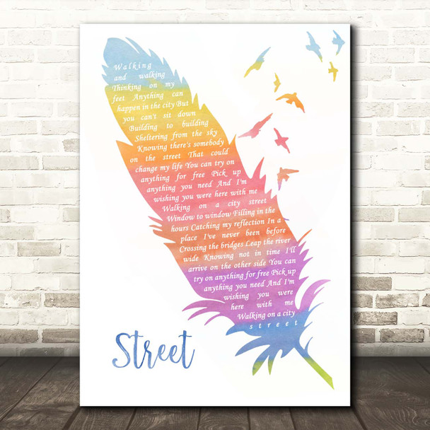 Jamie Woon Street Watercolour Feather & Birds Song Lyric Print