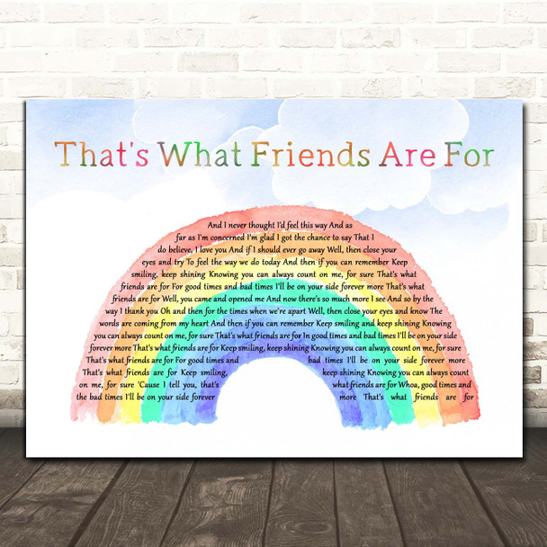 Dionne Warwick That's What Friends Are For Watercolour Rainbow & Clouds Song Lyric Print