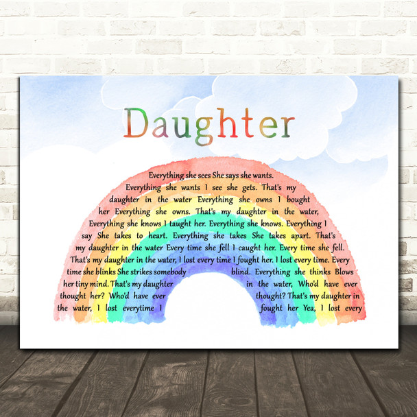 Loudon Wainwright III Daughter Watercolour Rainbow & Clouds Song Lyric Wall Art Print