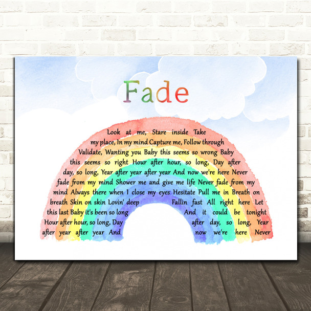 Solu Music Fade Watercolour Rainbow & Clouds Song Lyric Wall Art Print