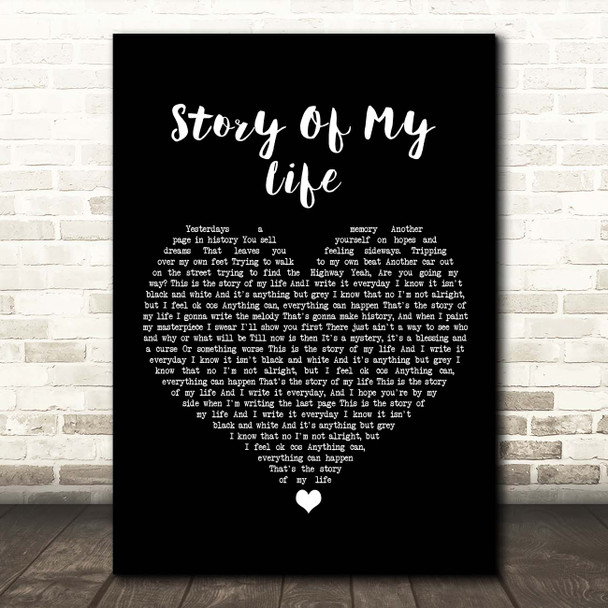 Bon Jovi Story Of My Life Black Heart Song Lyric Print