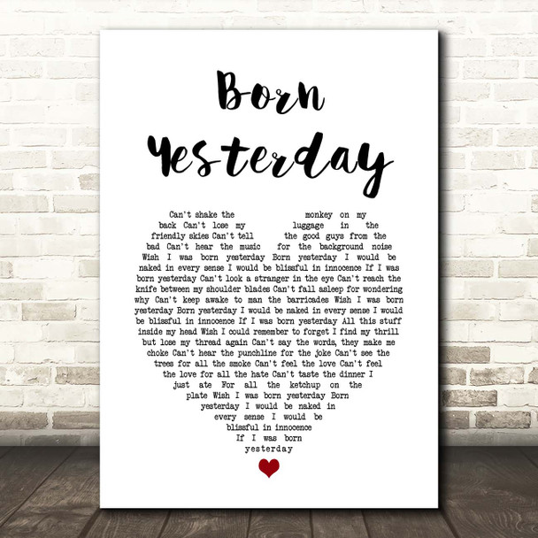 Nik Kershaw Born Yesterday White Heart Song Lyric Print