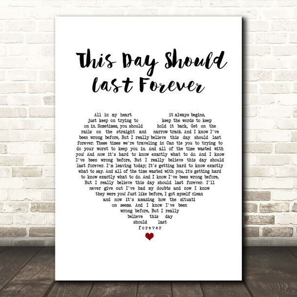 Ocean Colour Scene This Day Should Last Forever White Heart Song Lyric Print
