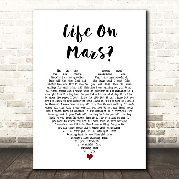 OneRepublic All This Time White Heart Song Lyric Print