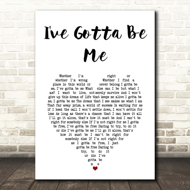 Paloma Faith I've Gotta Be Me White Heart Song Lyric Print