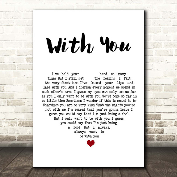 Prince With You White Heart Song Lyric Print