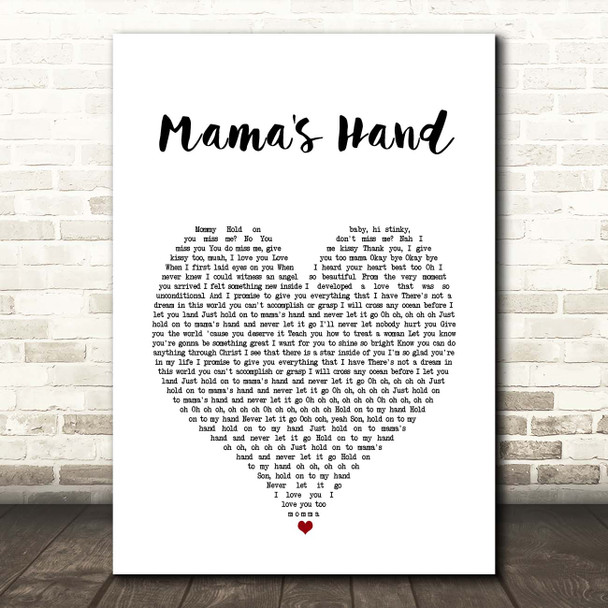 Queen Naija Mama's Hand White Heart Song Lyric Print
