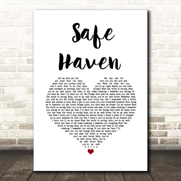 Ruth B Safe Haven White Heart Song Lyric Print