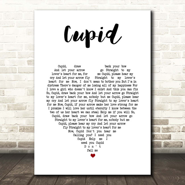 Sam Cooke Cupid White Heart Song Lyric Print