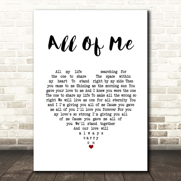 Stryper All Of Me White Heart Song Lyric Print