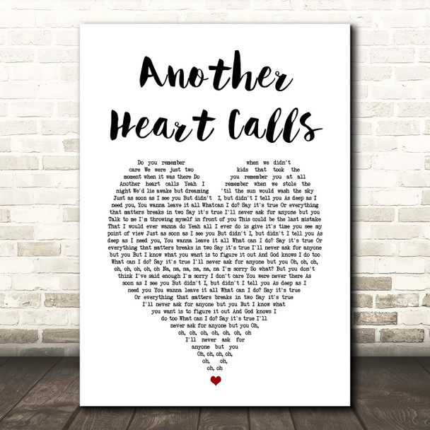The All-American Rejects Another Heart Calls White Heart Song Lyric Print