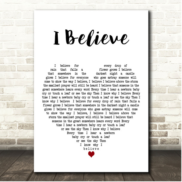 The Bachelors I Believe White Heart Song Lyric Print
