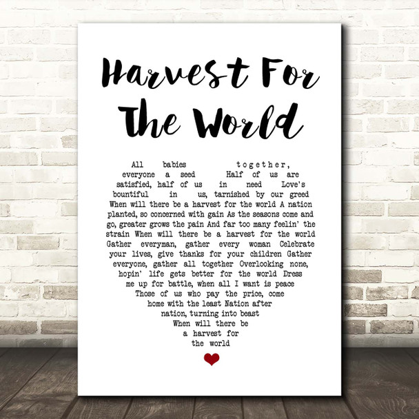 The Isley Brothers Harvest For The World White Heart Song Lyric Print
