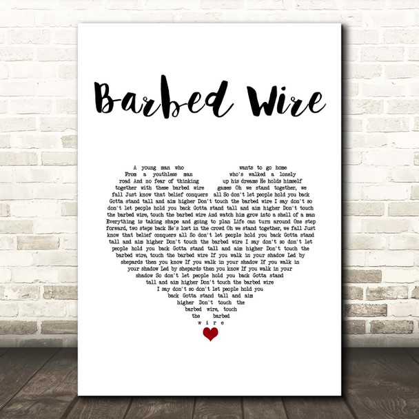 Tom Grennan Barbed Wire White Heart Song Lyric Print