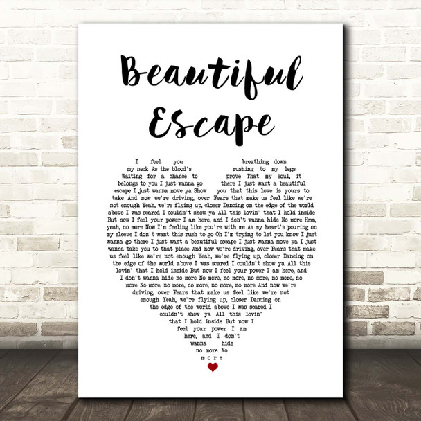 Tom Misch Beautiful Escape White Heart Song Lyric Print