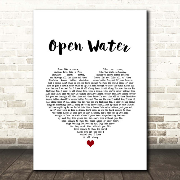 Blessthefall Open Water White Heart Song Lyric Print