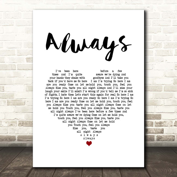Blink-182 Always White Heart Song Lyric Print